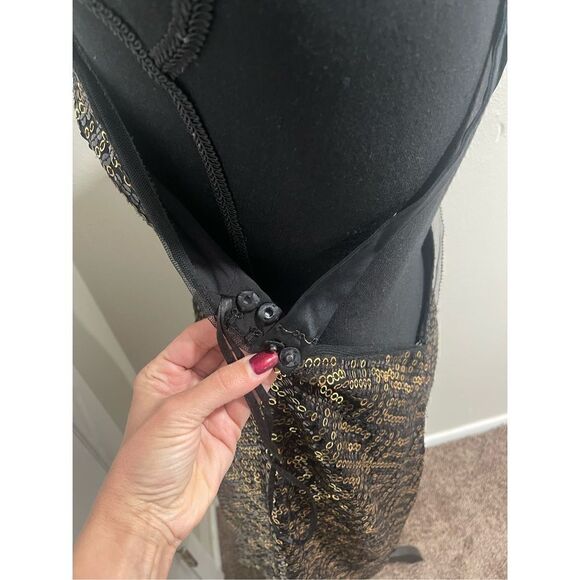 Marc Bouwer Black & Gold Sequined Dress Size 10 - Picture 11 of 12